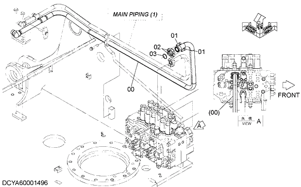 Схема запчастей Hitachi ZX240-5G - 005 BOOM BOTTOM PIPING 05 HYDRAULIC PIPING (MAIN)