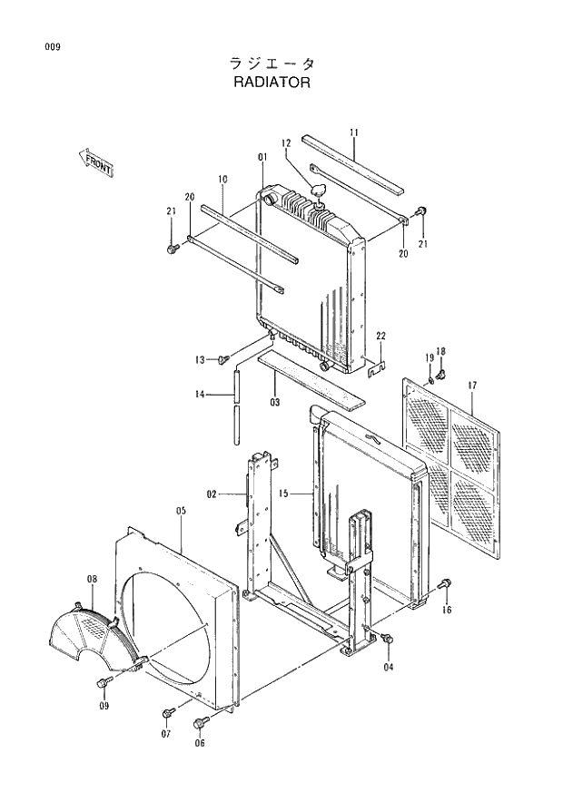 Схема запчастей Hitachi EX400LCH-3 - 009 RADIATOR (005001 -). 01 UPPERSTRUCTURE