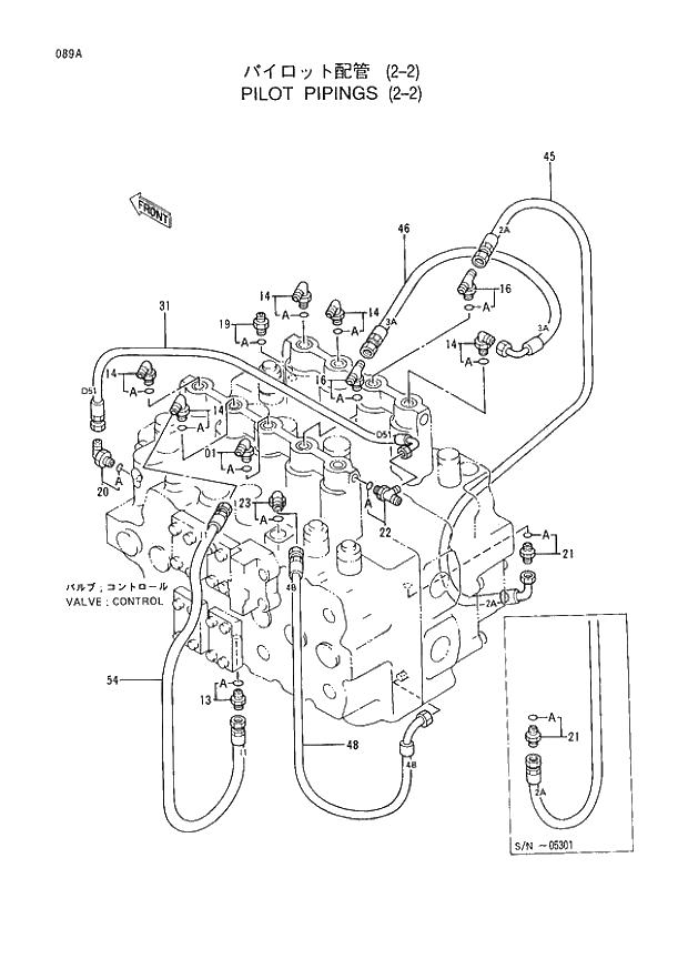 Схема запчастей Hitachi EX400H-3 - 089 PILOT PIPINGS (2-2) (005001 -). 01 UPPERSTRUCTURE