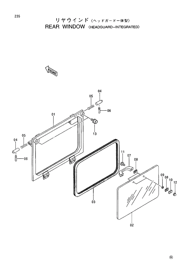 Схема запчастей Hitachi EX400-3 - 235 REAR WINDOW (HEADGUARD-INTEGRATED) (005001 -). 01 UPPERSTRUCTURE