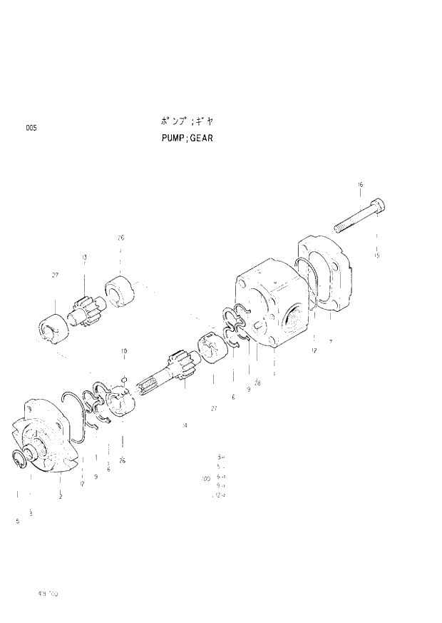 Схема запчастей Hitachi EX300-2 - 005 GEAR PUMP (005001 -). 01 PUMP