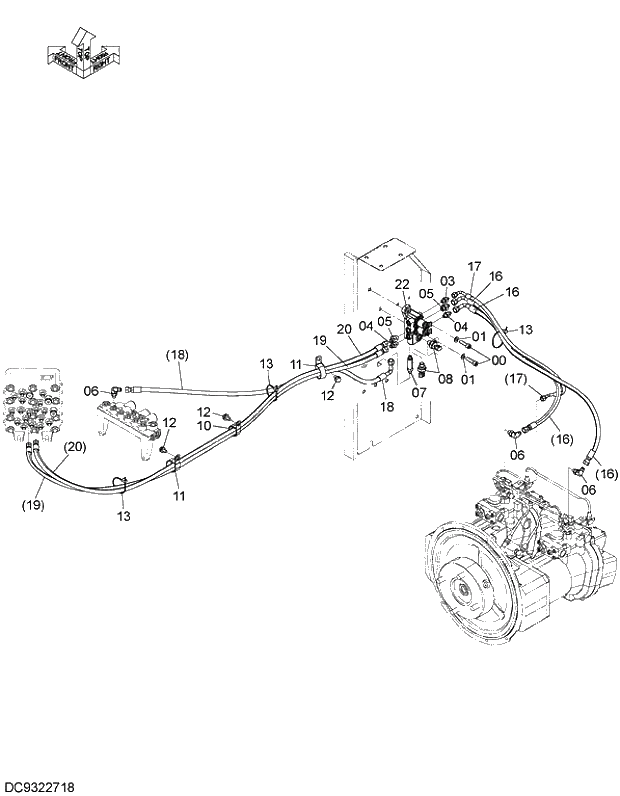 Схема запчастей Hitachi ZX350LCH-5G - 003 PILOT PIPING (2) 06 HYDRAULIC PIPING (PILOT)