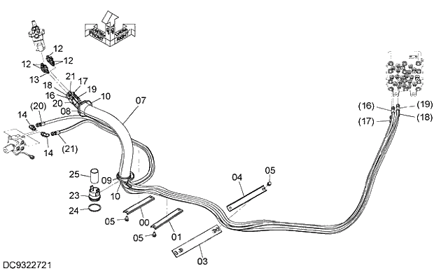 Схема запчастей Hitachi ZX330-5G - 009 PILOT PIPING (7) 06 HYDRAULIC PIPING (PILOT)