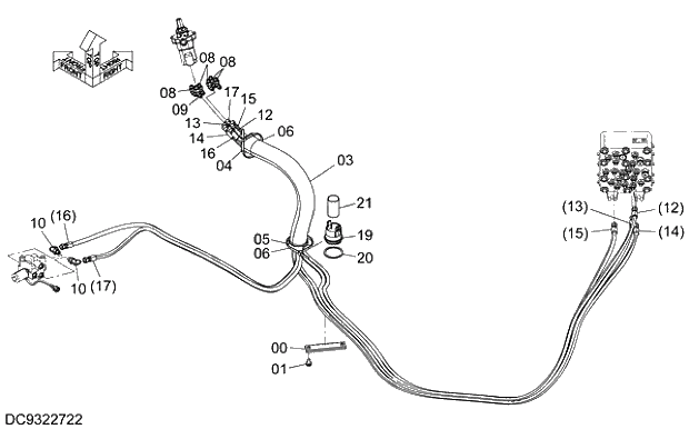 Схема запчастей Hitachi ZX330LC-5G - 010 PILOT PIPING (8) 06 HYDRAULIC PIPING (PILOT)