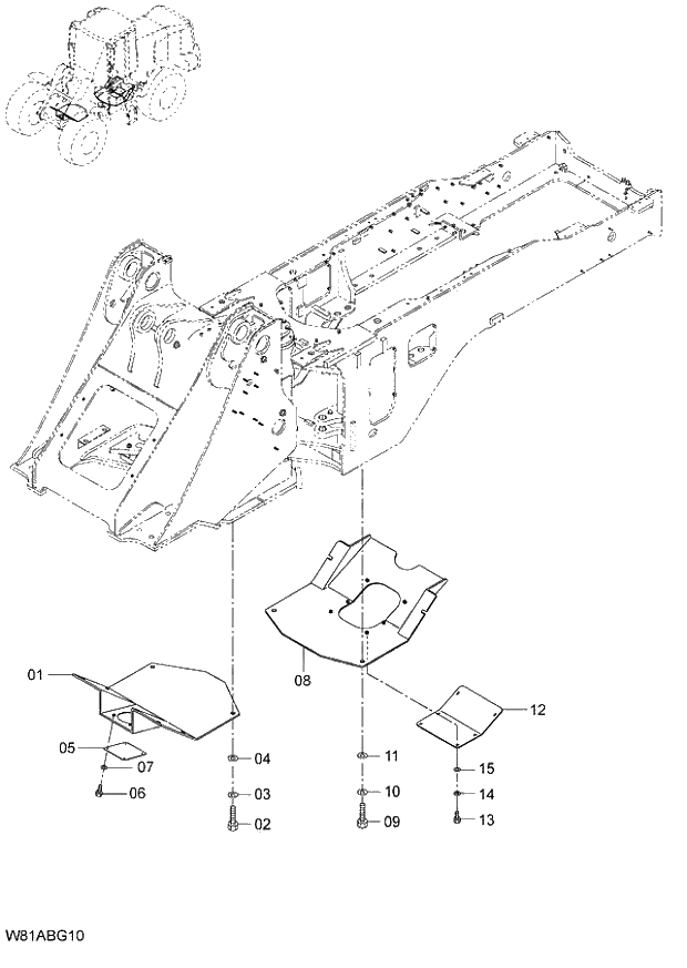 Схема запчастей Hitachi ZW250 - 038_BELLY GUARD(BGK) (000101-004999, 005101-). 03 CHASSIS