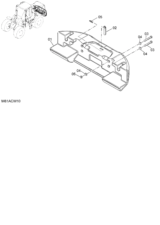 Схема запчастей Hitachi ZW250 - 039_COUNTER WEIGHT 1.9t 6CH,HCH,HEH,HSH,HXH (CW190) (000101-004999, 005101-). 03 CHASSIS