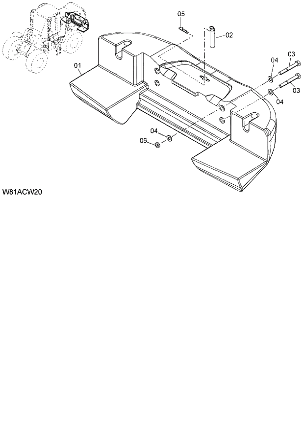 Схема запчастей Hitachi ZW250 - 040_COUNTER WEIGHT 2.5t(CW250) (000101-004999, 005101-). 03 CHASSIS