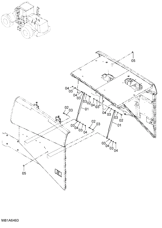 Схема запчастей Hitachi ZW250 - 048_GAS SPRING (000101-004999, 005101-). 03 CHASSIS