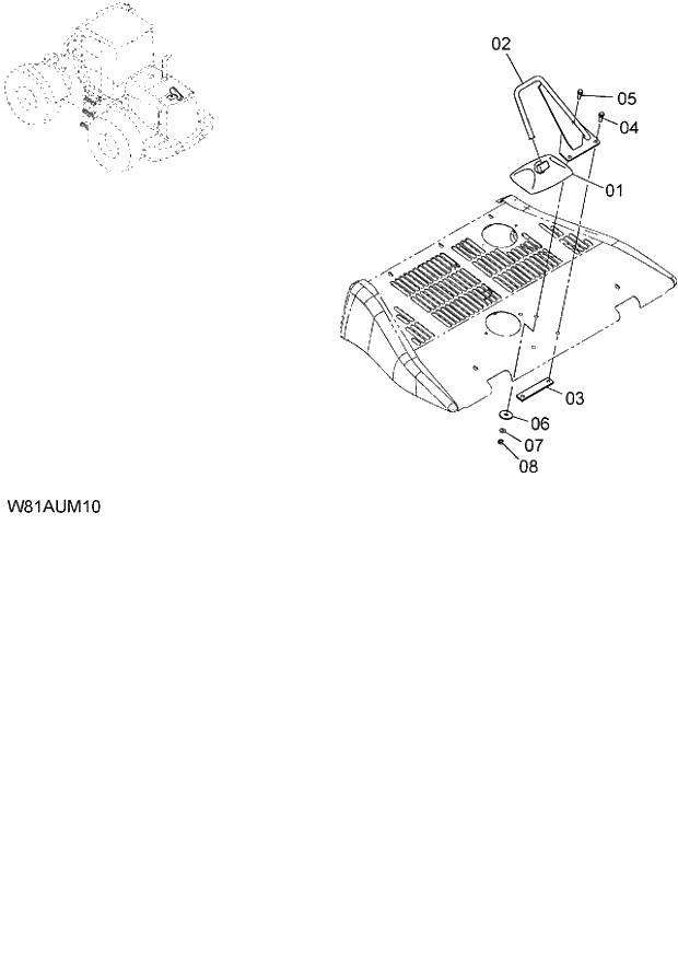 Схема запчастей Hitachi ZW250 - 068_UNDER MIRROR(UMR002) (000410-004999). 03 CHASSIS