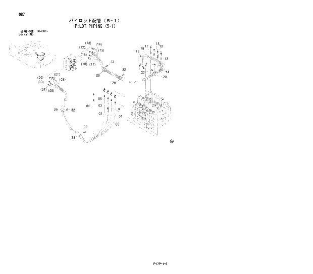 Схема запчастей Hitachi ZX650H - 087 PILOT PIPING (5-1) 01 UPPERSTRUCTURE