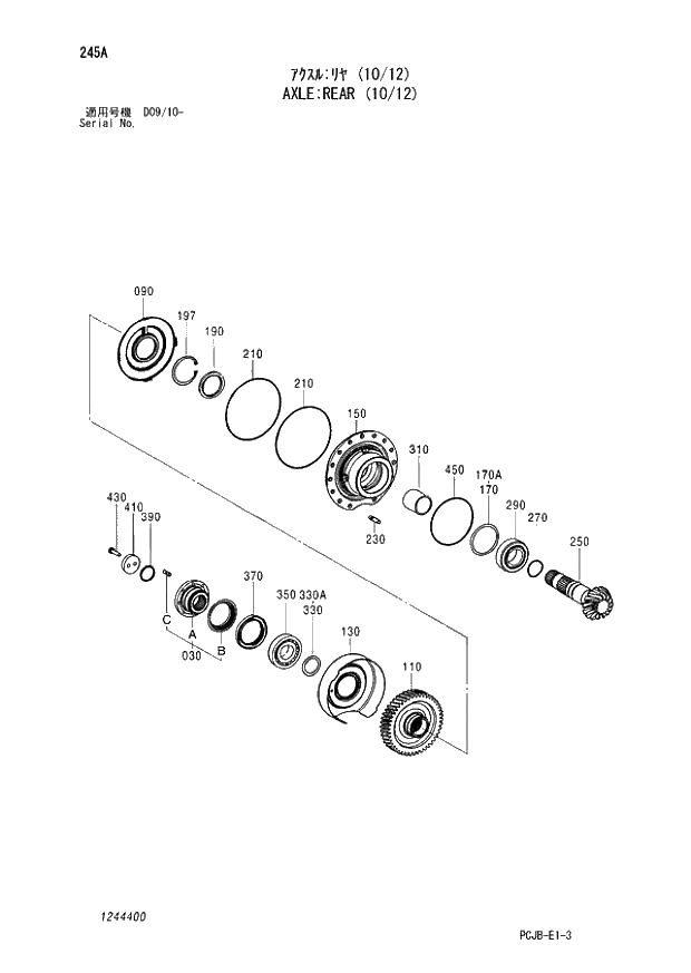 Схема запчастей Hitachi ZX210W-3 - 245 AXLE REAR (10-12) (D09-10 -). 06 POWER TRAIN