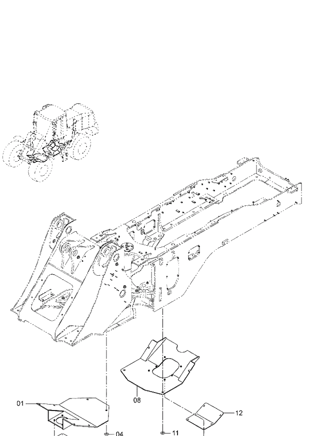 Схема запчастей Hitachi ZW220 - 038_BELLY GUARD(BGK) (000101-004999, 005101-). 03 CHASSIS