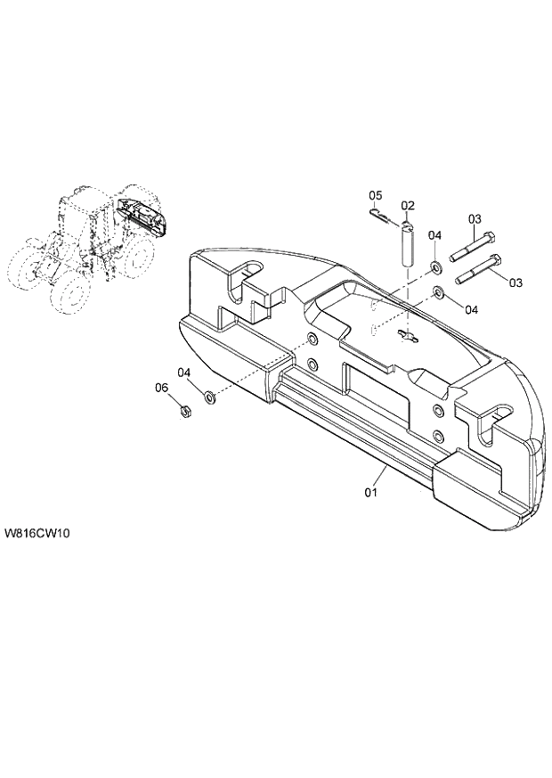 Схема запчастей Hitachi ZW220 - 039_COUNTER WEIGHT 1.6t 6CG,HCG,HEG,HSG,HXG (CW160) (000101-004999, 005101-). 03 CHASSIS