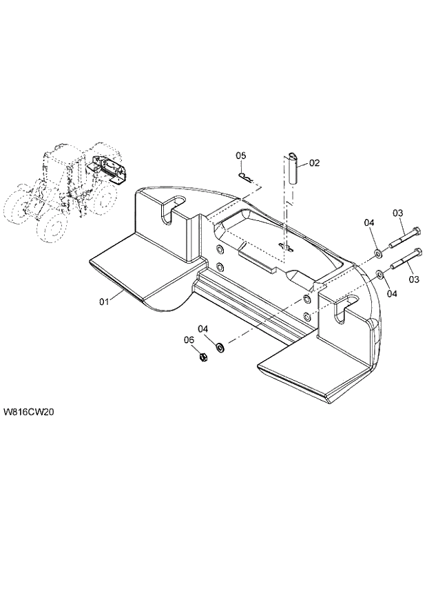 Схема запчастей Hitachi ZW220 - 040_COUNTER WEIGHT 2.2t(CW220) (000101-004999, 005101-). 03 CHASSIS