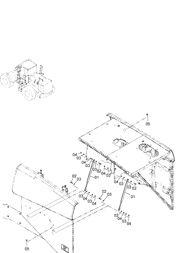 Схема запчастей Hitachi ZW220 - 047_GAS SPRING (000101-004999, 005101-). 03 CHASSIS