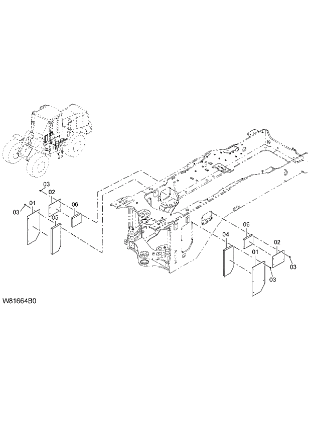 Схема запчастей Hitachi ZW220 - 055_FLOOR BOARD(4) (000101-004999, 005101-). 03 CHASSIS