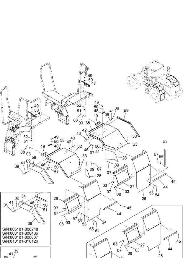Схема запчастей Hitachi ZW220 - 060_FULL REAR FENDER(1-2)(FRF) (000101-000637, 005101-006261, 008101-008406, 010101-010126). 03 CHASSIS