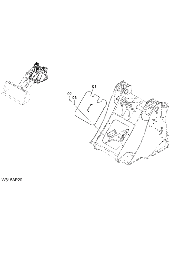 Схема запчастей Hitachi ZW220 - 062_FRONT FRAME COVER(FOR 2-SPOOL)(AP2) (000101-004999, 005101-). 03 CHASSIS