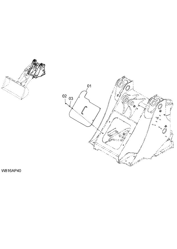 Схема запчастей Hitachi ZW220 - 064_FRONT FRAME COVER(FOR 4-SPOOL)(AP4) (000101-004999, 005101-). 03 CHASSIS