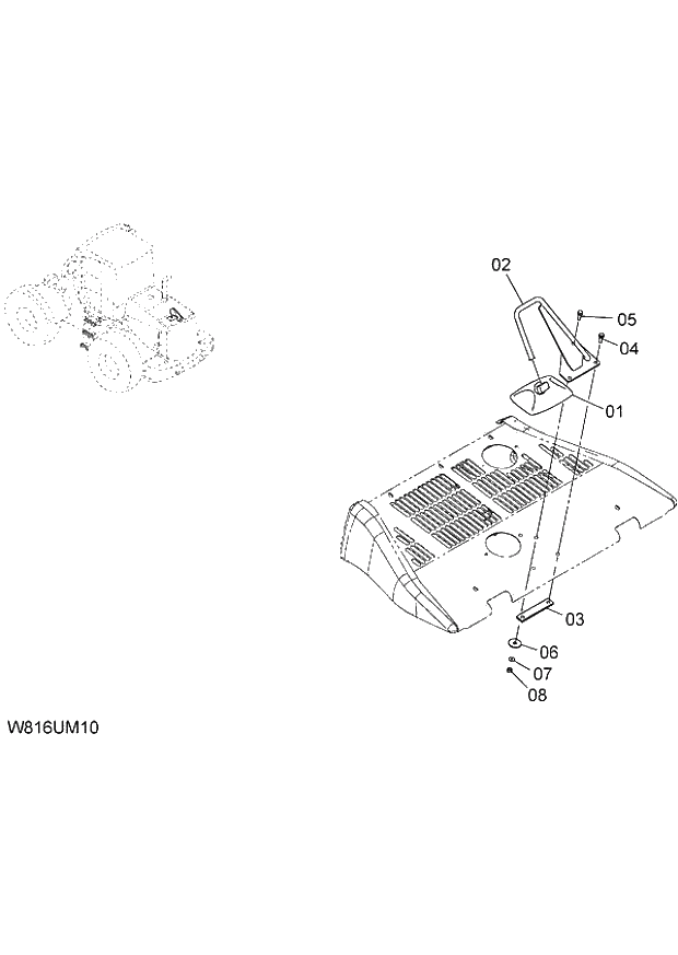 Схема запчастей Hitachi ZW220 - 067_UNDER MIRROR(UMR002) (000638-004999). 03 CHASSIS