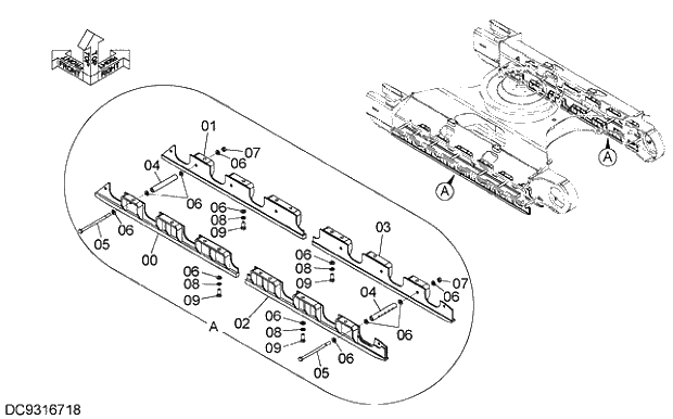 Схема запчастей Hitachi ZX210K-5G - 003 FULL-LENGTH TRACK GUARD 11 UNDERCARRIAGE