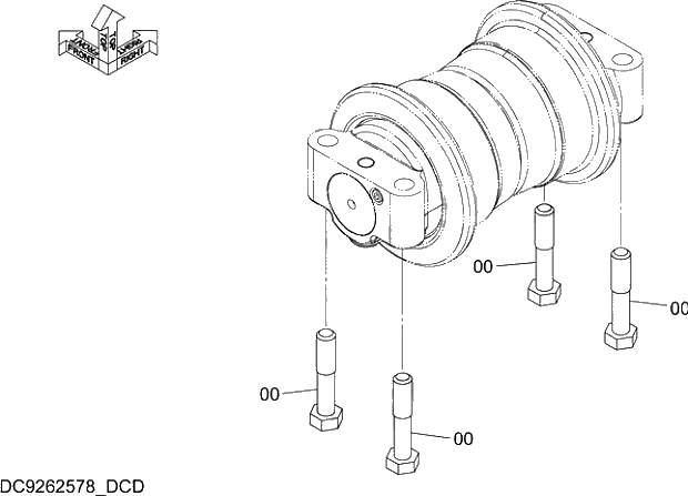 Схема запчастей Hitachi ZX210LCK-5G - 015 LOWER ROLLER SUPPORT 11 UNDERCARRIAGE