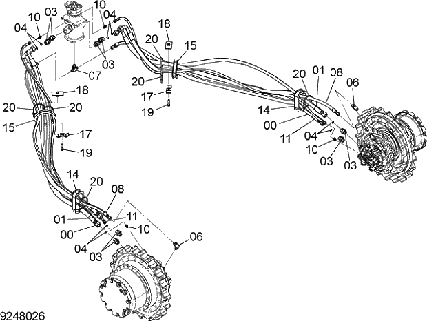 Схема запчастей Hitachi ZX200LC-5G - 019_1 TRAVEL PIPING LC 11 UNDERCARRIAGE