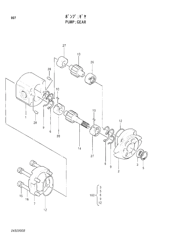 Схема запчастей Hitachi EX120-3 - 007 GEAR PUMP. 01PUMP