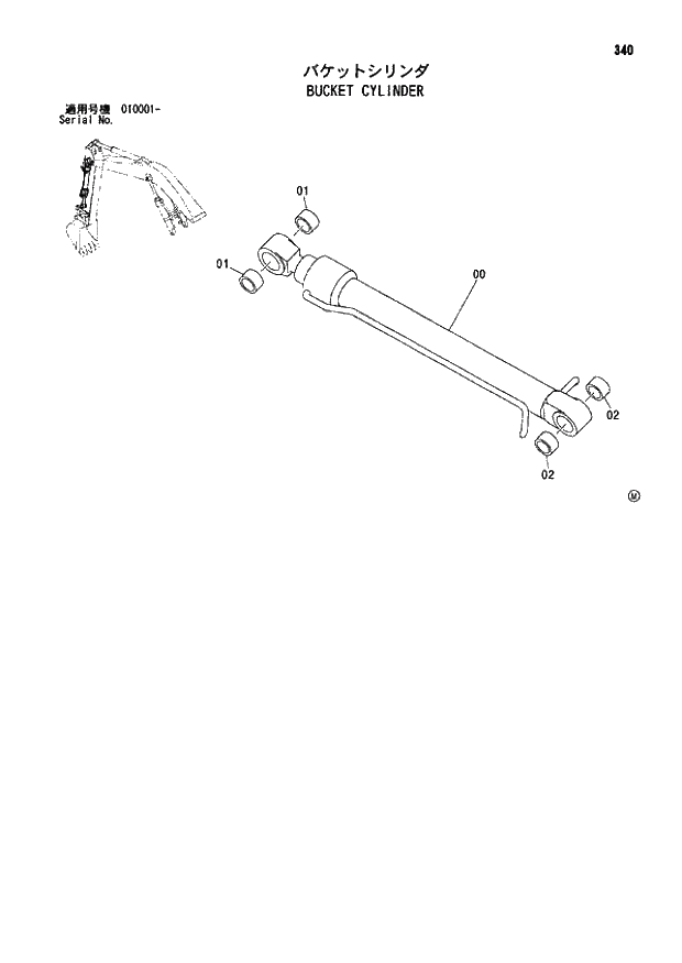 Схема запчастей Hitachi ZX110M - 340_BUCKET CYLINDER (010001 -). 03 FRONT-END ATTACHMENTS