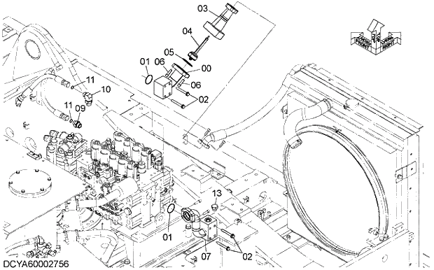 Схема запчастей Hitachi ZX470R-5G - 004 RETURN PIPING (2) 05 HYDRAULIC PIPING