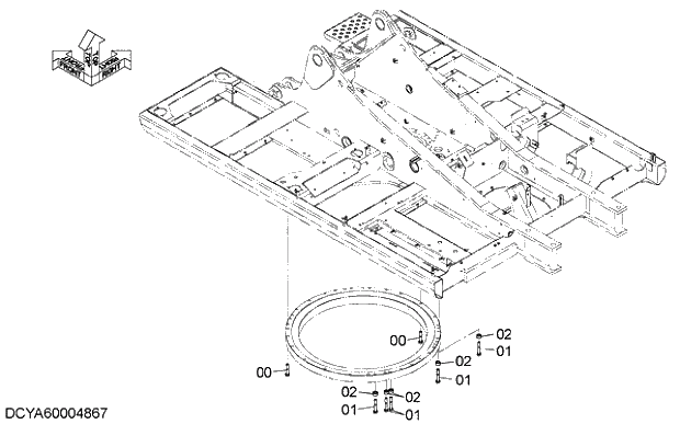 Схема запчастей Hitachi ZX200LC-5G - 002 FRAME PARTS 01 FRAME,COVER