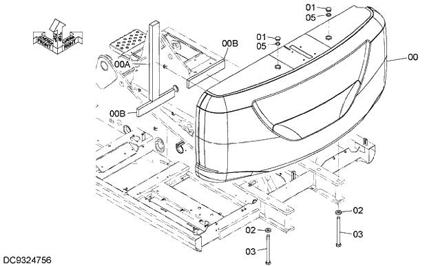 Схема запчастей Hitachi ZX210LCK-5G - 005 COUNTERWEIGHT 01 FRAME,COVER