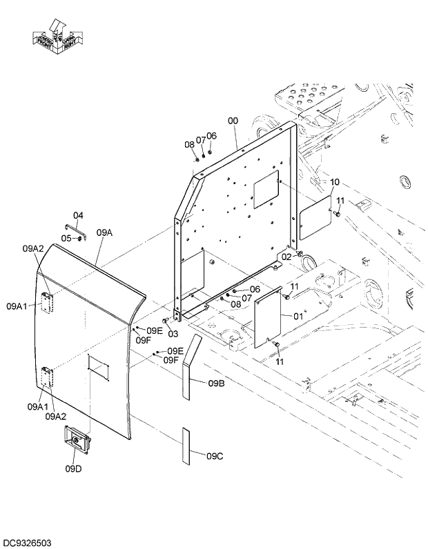 Схема запчастей Hitachi ZX210K-5G - 006 COVER (1) 01 FRAME,COVER