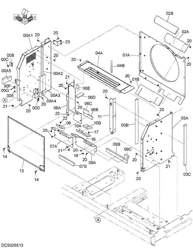 Схема запчастей Hitachi ZX200-5G - 012 COVER (5) 01 FRAME,COVER