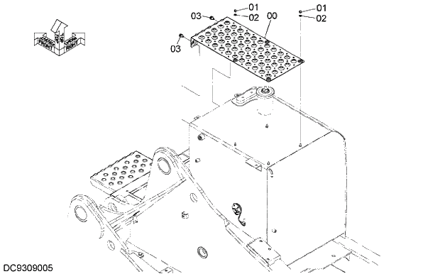 Схема запчастей Hitachi ZX200-5G - 024 ANTI SLIP COVER (FUEL TANK) 01 FRAME,COVER