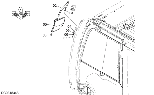 Схема запчастей Hitachi ZX240-5G - 030 CAB MIRROR 08 CAB