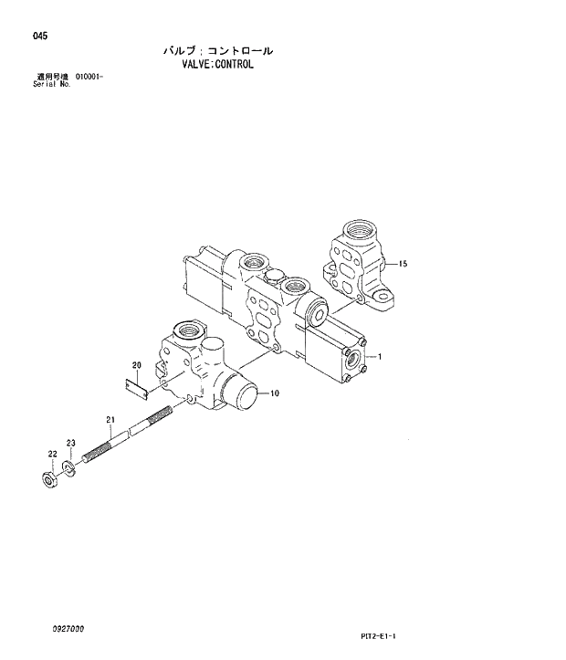 Схема запчастей Hitachi ZX180W-3 - 045 VALVE CONTROL. 03 VALVE