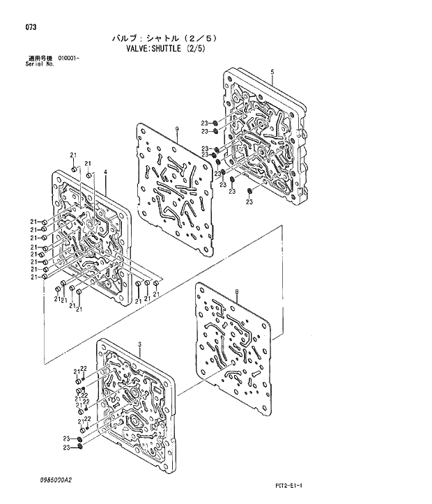 Схема запчастей Hitachi ZX180W-3 - 073 VALVE;SHUTTLE (2 5). 03 VALVE