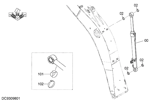 Схема запчастей Hitachi ZX250K-5G - 020 BOOM CYLINDER (R) 12 FRONT-END ATTACHMENTS