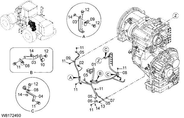 Схема запчастей Hitachi ZW310A - 012 ELECTRICAL PARTS(TRANSMISSION). 05 ELECTRICAL SYSTEM