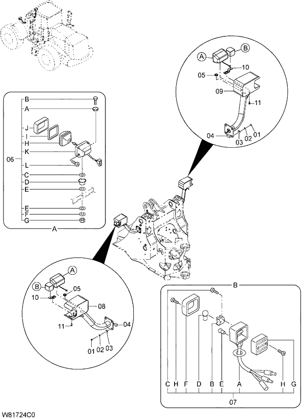 Схема запчастей Hitachi ZW310A - 020 HEAD LIGHT (6AJ,HAJ,HEJ)(CLF001). 05 ELECTRICAL SYSTEM