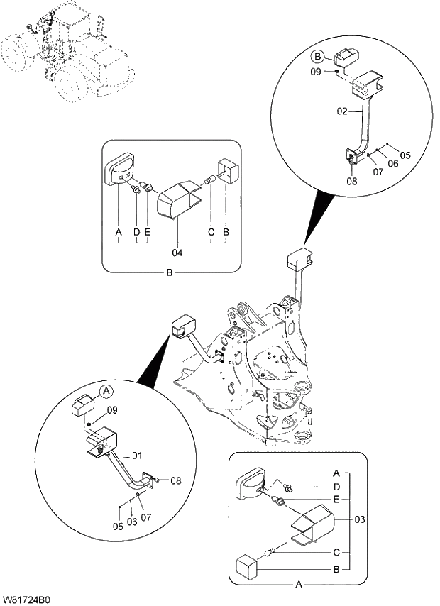 Схема запчастей Hitachi ZW310 - 021 HEAD LIGHT (H3J,HEJ)(CLF002). 05 ELECTRICAL SYSTEM