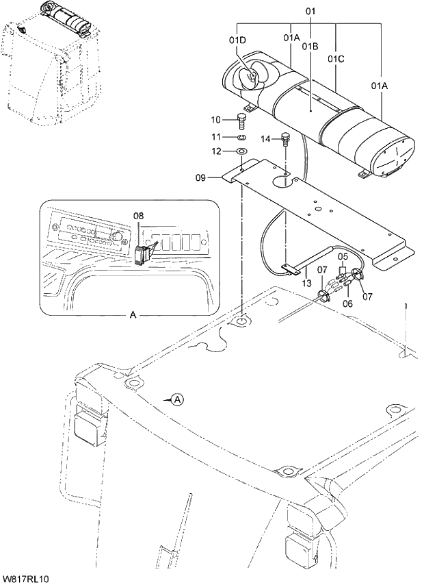 Схема запчастей Hitachi ZW310 - 026 DIFFUSED LIGHT BEACON(ROTATION TYPE)(RLY005). 05 ELECTRICAL SYSTEM