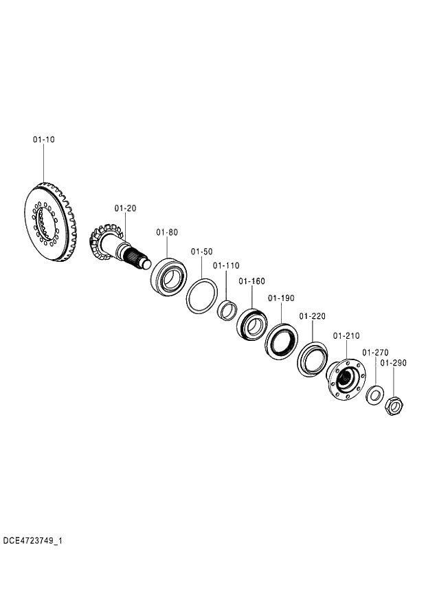 Схема запчастей Hitachi ZX140W-3 - 451 AXLE FRONT(1-6) ( CEB CED 005001-, CEA 050001-). 06 POWER TRAIN