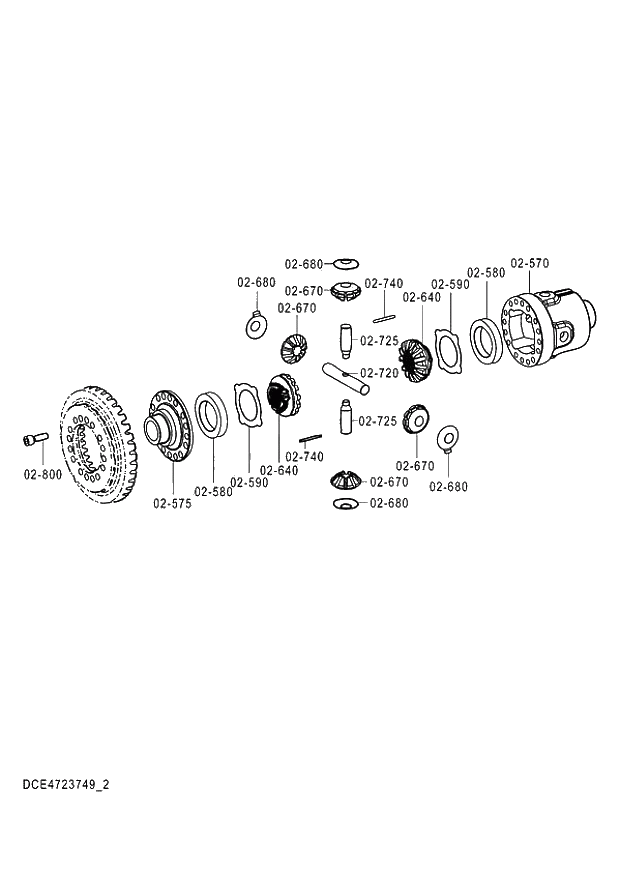 Схема запчастей Hitachi ZX140W-3 - 452 AXLE FRONT (2-6) ( CEB CED 005001-, CEA 050001-). 06 POWER TRAIN