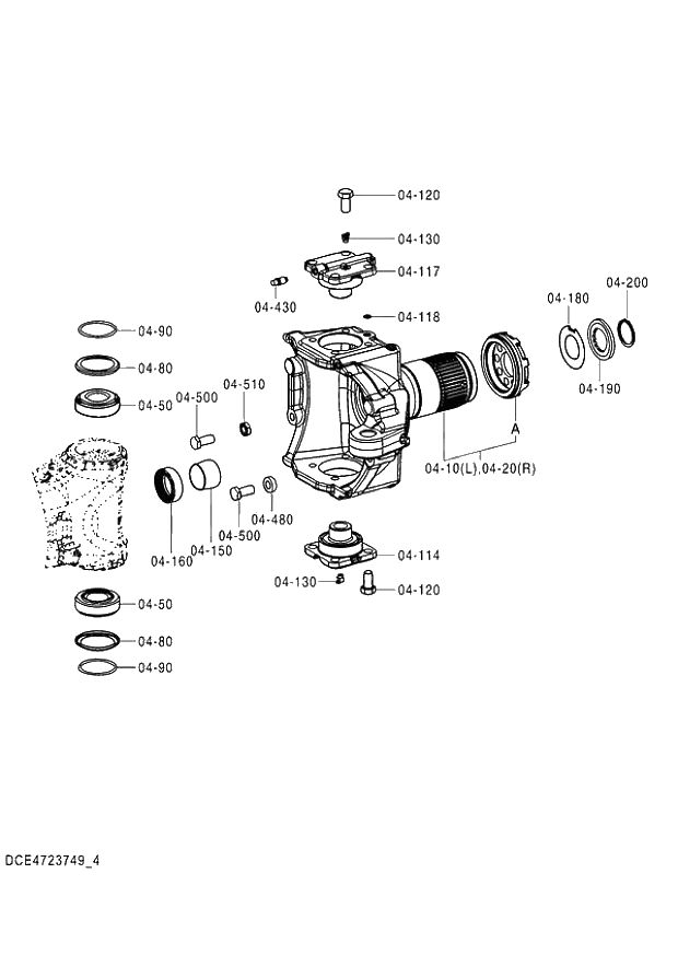 Схема запчастей Hitachi ZX140W-3 - 454 AXLE FRONT (4-6) ( CEB CED 005001-, CEA 050001-). 06 POWER TRAIN