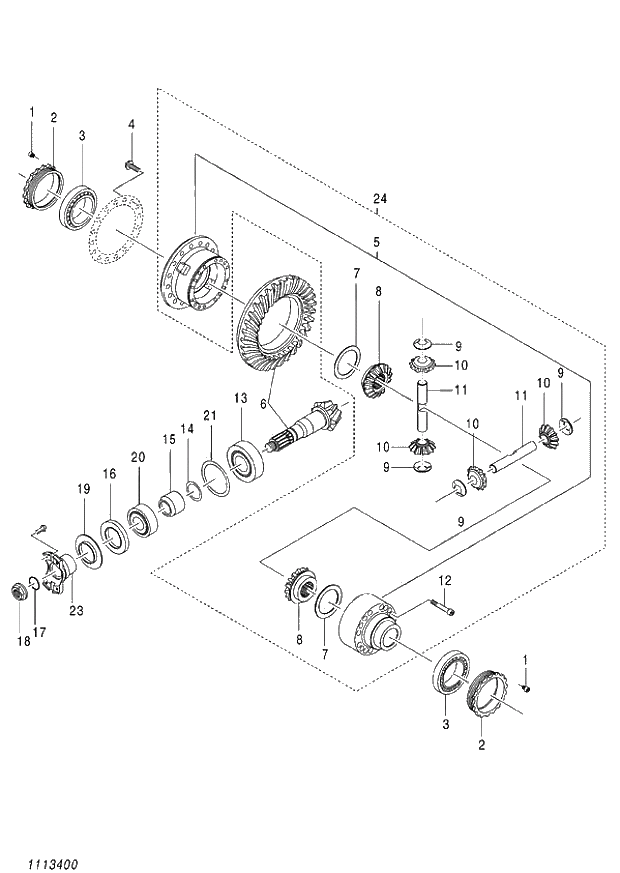 Схема запчастей Hitachi ZX140W-3 - 458 AXLE REAR (2-4) ( CEB CED 002001-005000, CEA 020001-050000). 06 POWER TRAIN