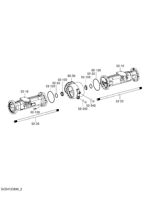 Схема запчастей Hitachi ZX140W-3 - 462 AXLE REAR (2-12) ( CEB CED 005001-, CEA 050001-). 06 POWER TRAIN