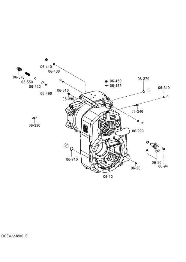 Схема запчастей Hitachi ZX140W-3 - 466 AXLE REAR (6-12) ( CEB CED 005001-, CEA 050001-). 06 POWER TRAIN