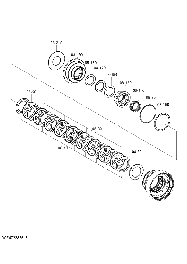 Схема запчастей Hitachi ZX140W-3 - 468 AXLE REAR (8-12) ( CEB CED 005001-, CEA 050001-). 06 POWER TRAIN